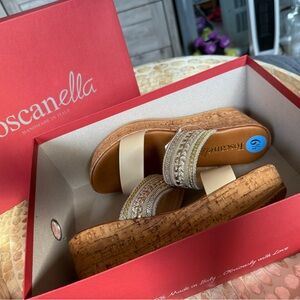 Gold Tone Toscanella Wedge Sandals